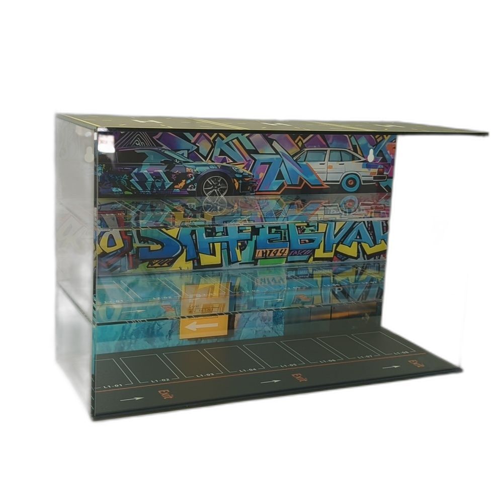 RARE! Acrylic Car Display Case With Background And Light 16 x 10